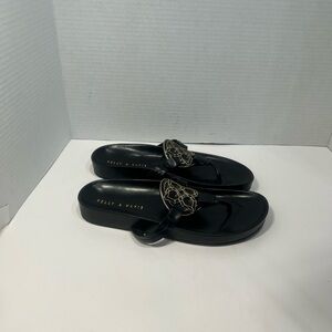 Black Sandals with Gold Accents